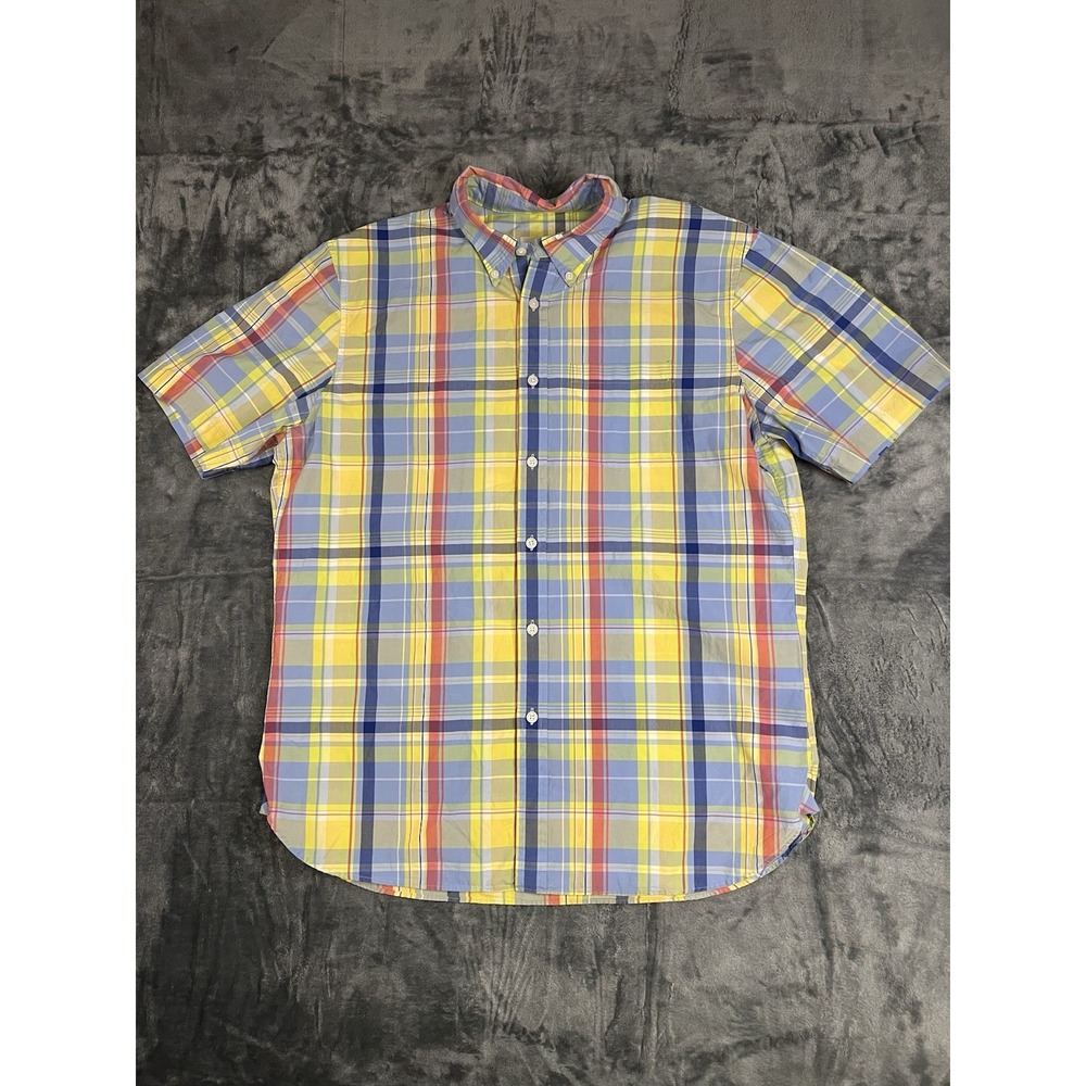 Brooks Brothers Red Fleece Classic Fit XL Plaid Blue/Yellow/Red Button-Down